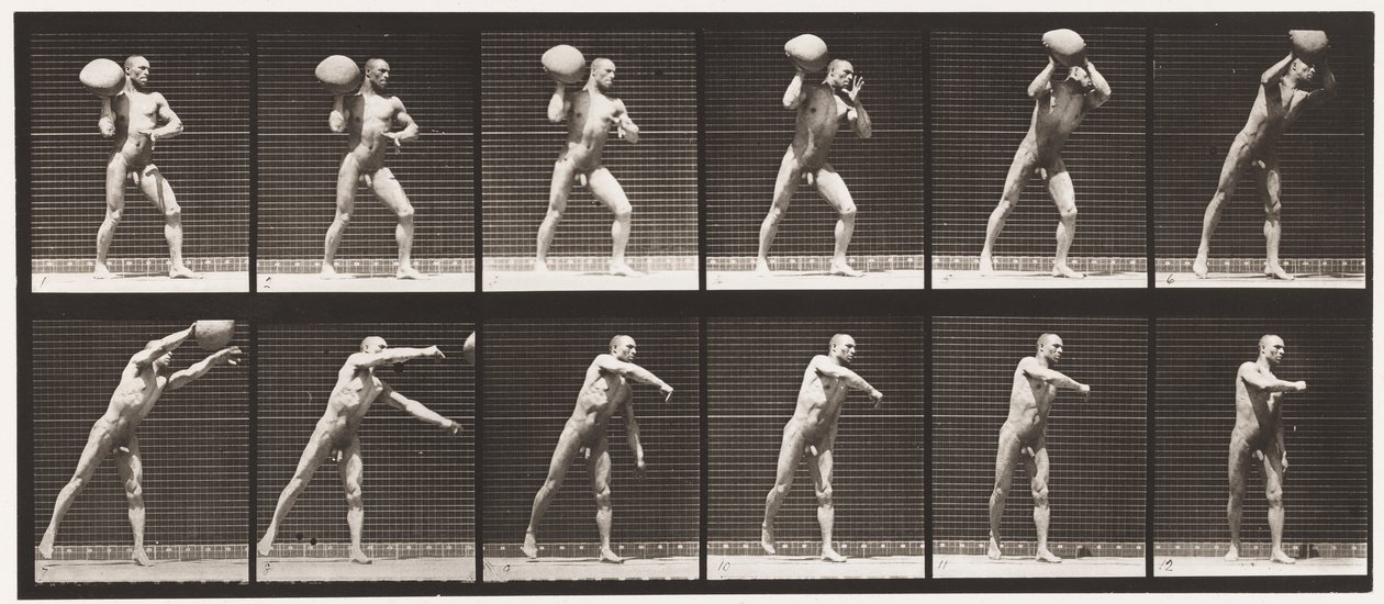 Heaving a 75-lb Rock by Eadweard Muybridge