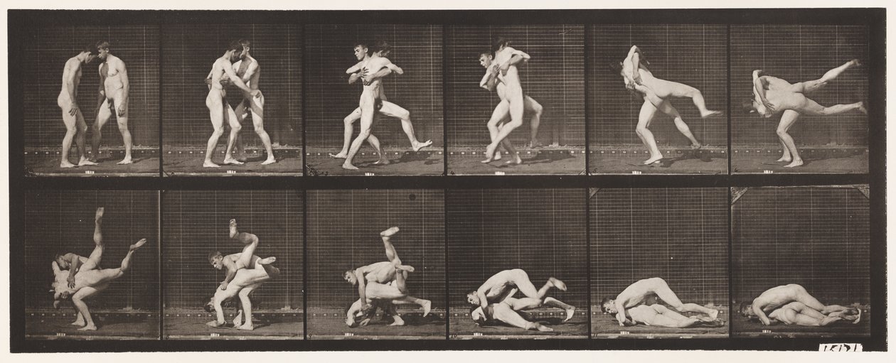 Plate 347. Wrestling, Graeco-Roman, 1885 by Eadweard Muybridge