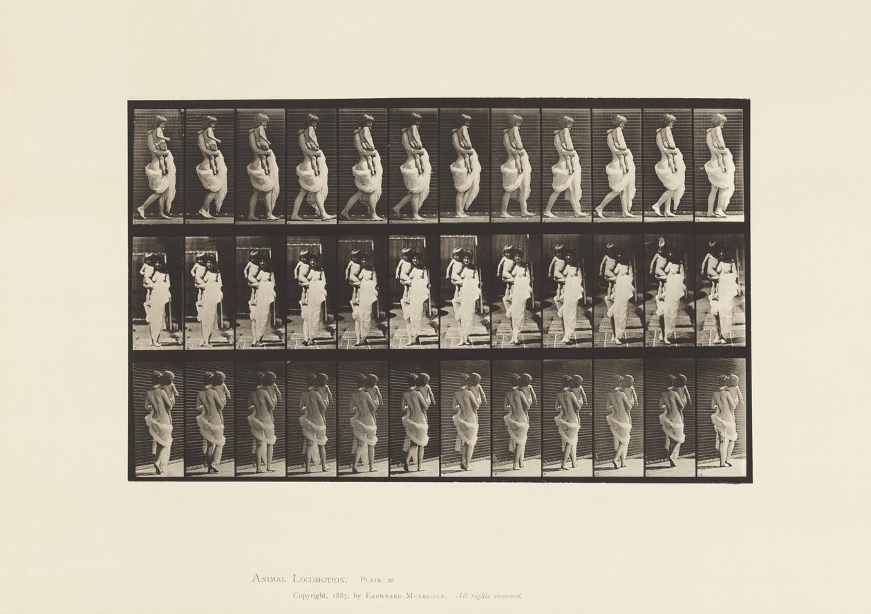 Walking, Carrying Child by Eadweard Muybridge