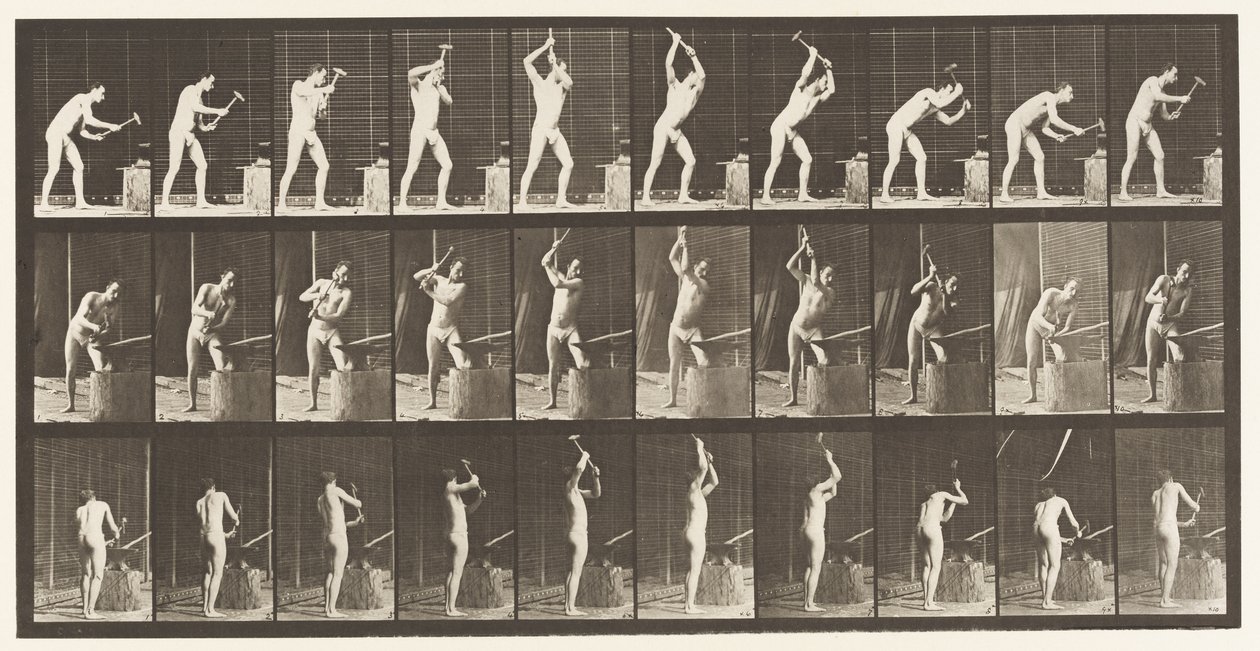 Blacksmith, Hammering on Anvil, Two Hands by Eadweard Muybridge
