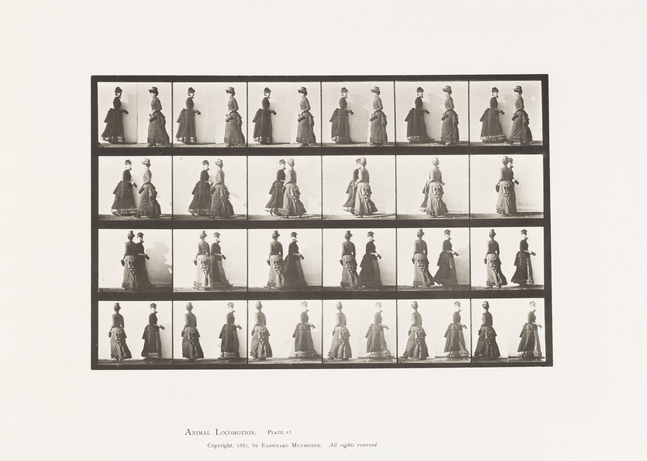 Walking Two Models Meeting, and Partly Turning by Eadweard Muybridge