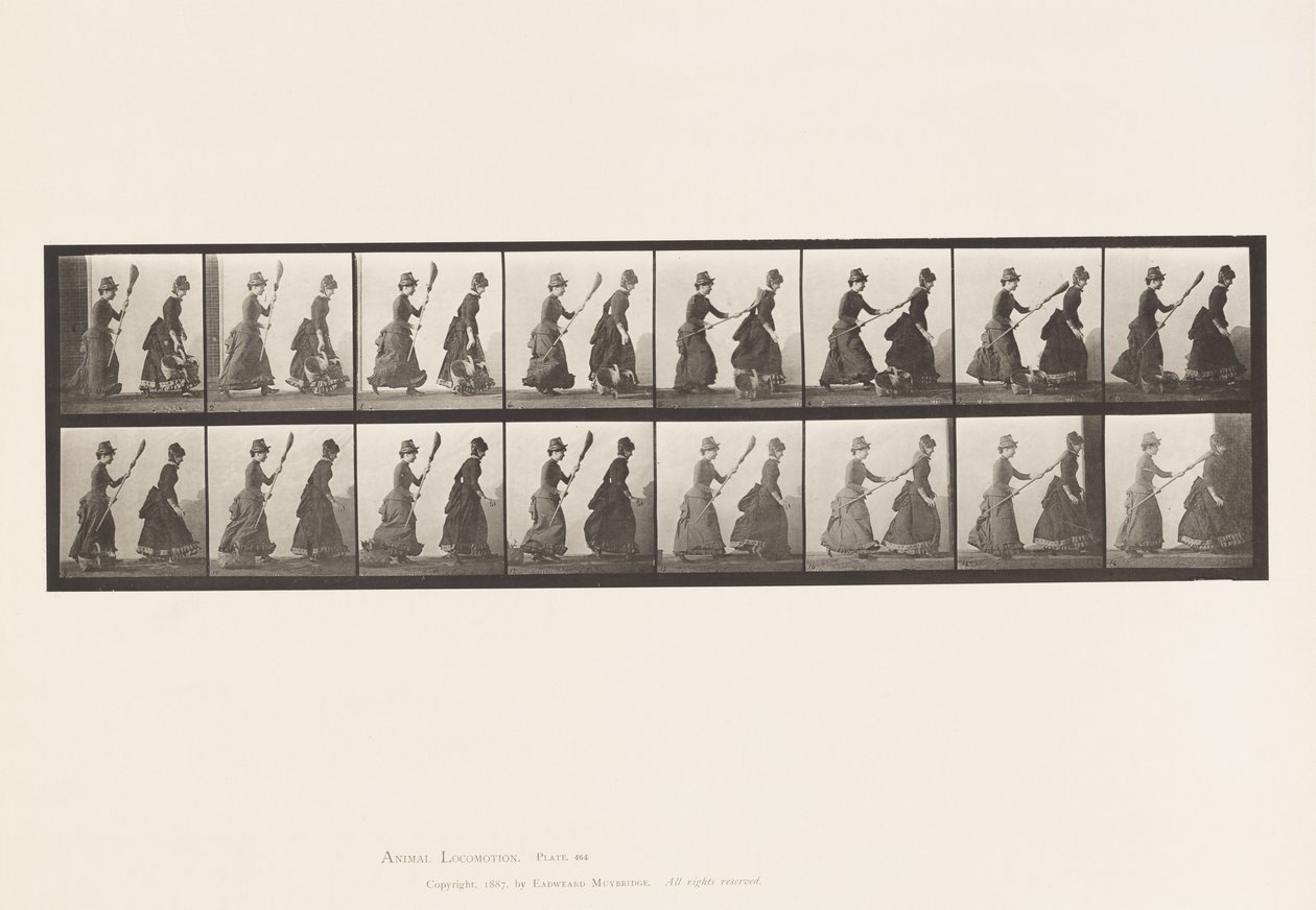 Two Models, 16 Chasing 4 with a Broom by Eadweard Muybridge