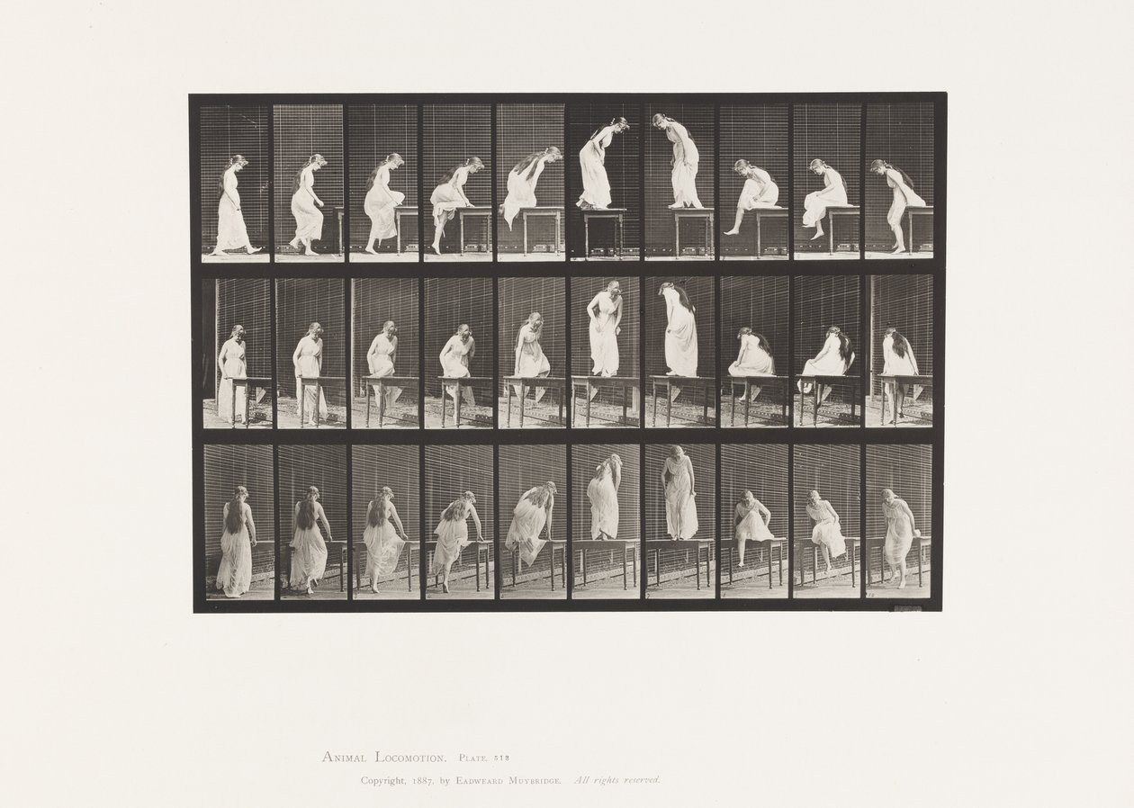 Plate 513. Getting On and Off Table by Eadweard Muybridge