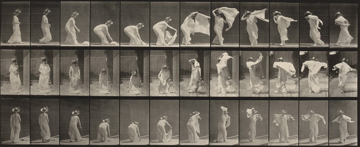 Plate Number 233. Lifting Shawl, Putting it Around Shoulders and Turning by Eadweard Muybridge