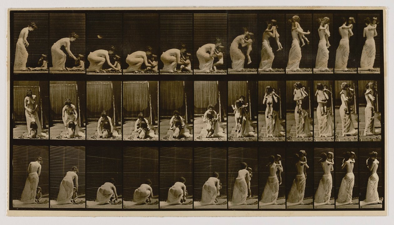 Woman Lifting and Carrying Child, from the Book Animal Locomotion by Eadweard Muybridge