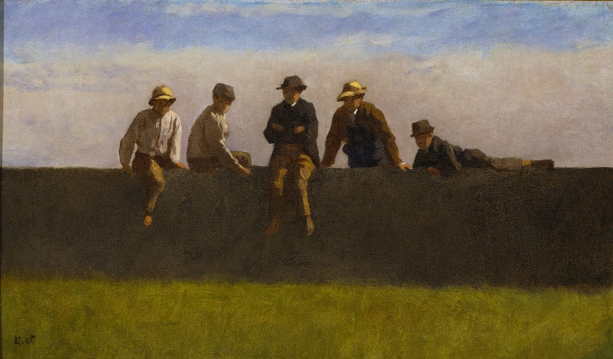 Five Boys on a Wall by Eastman Johnson