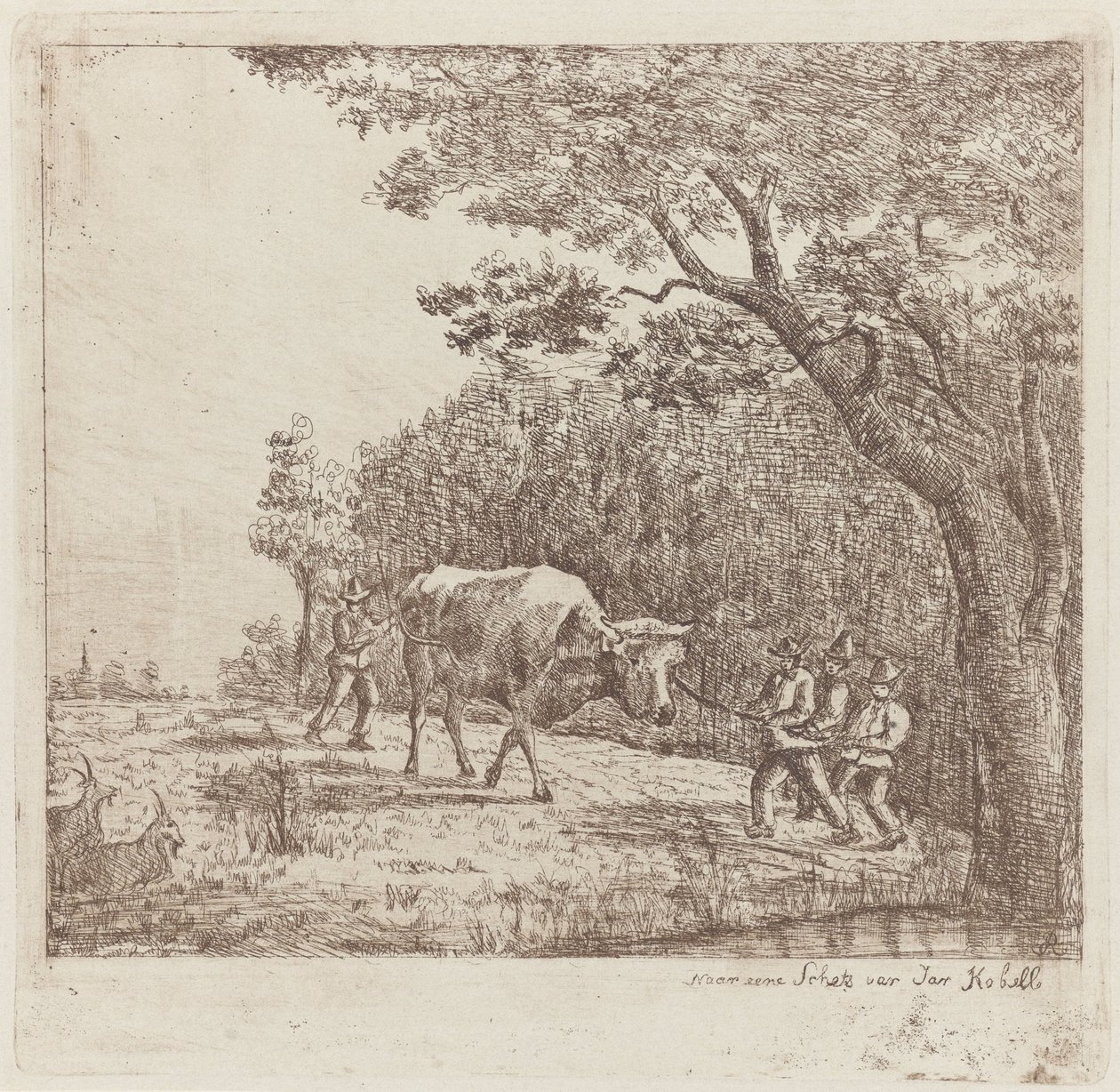 Four Men and a Bull by Eberhard Cornelis Rahms