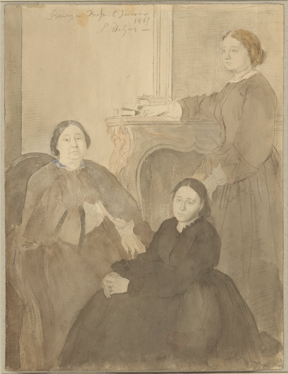 Mme. Michel Musson and Her Daughters, Estelle and Désirée by Edgar Degas