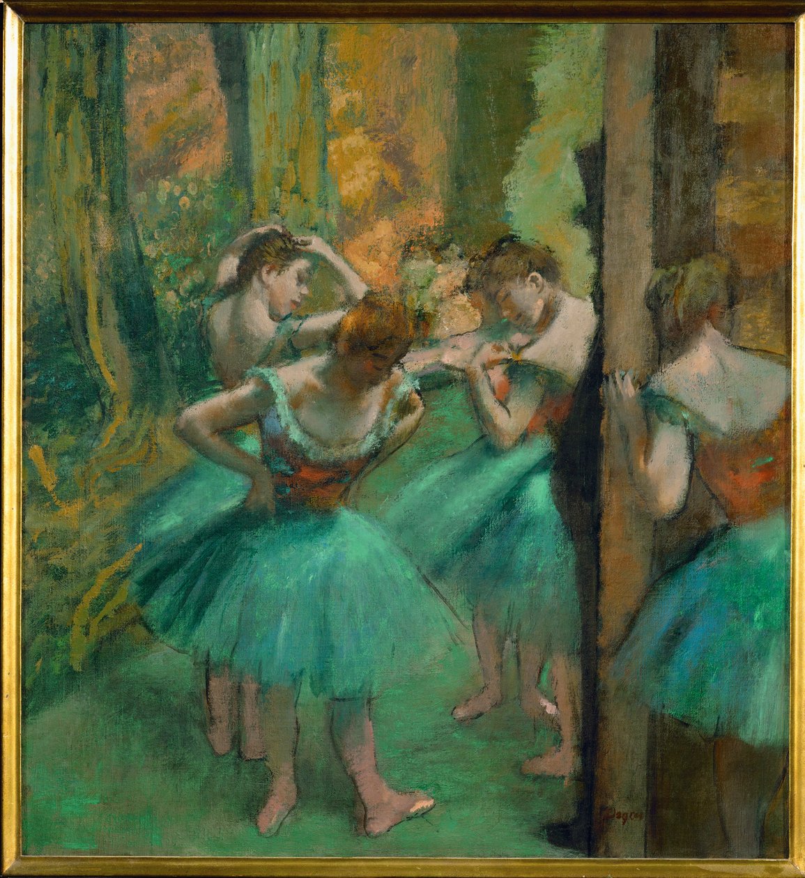 Pink and green dancers by Edgar Degas
