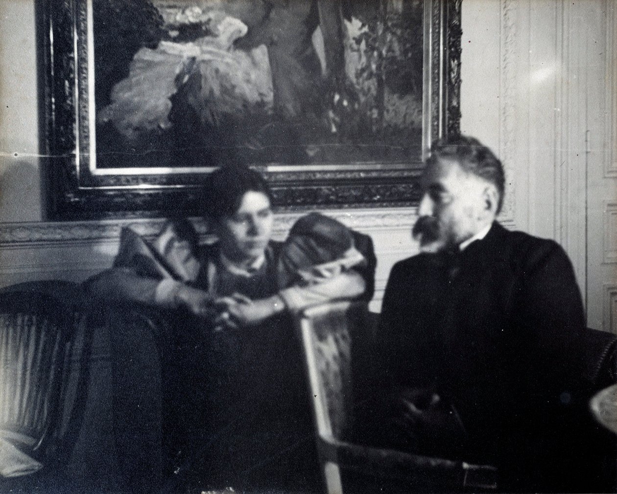 Portrait of the writer Stephane Mallarme and Paule Gobillard, niece by Berthe Morisot (Photography by Edgar Degas) by Edgar Degas