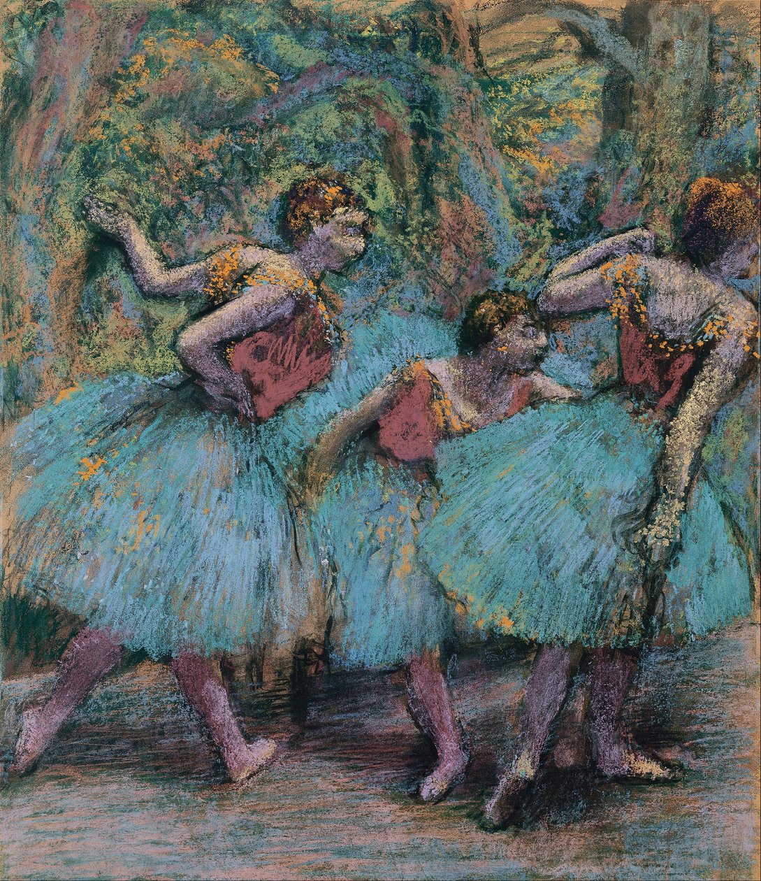 Three Dancers (Blue Tutus, Red Bodices) by Edgar Degas