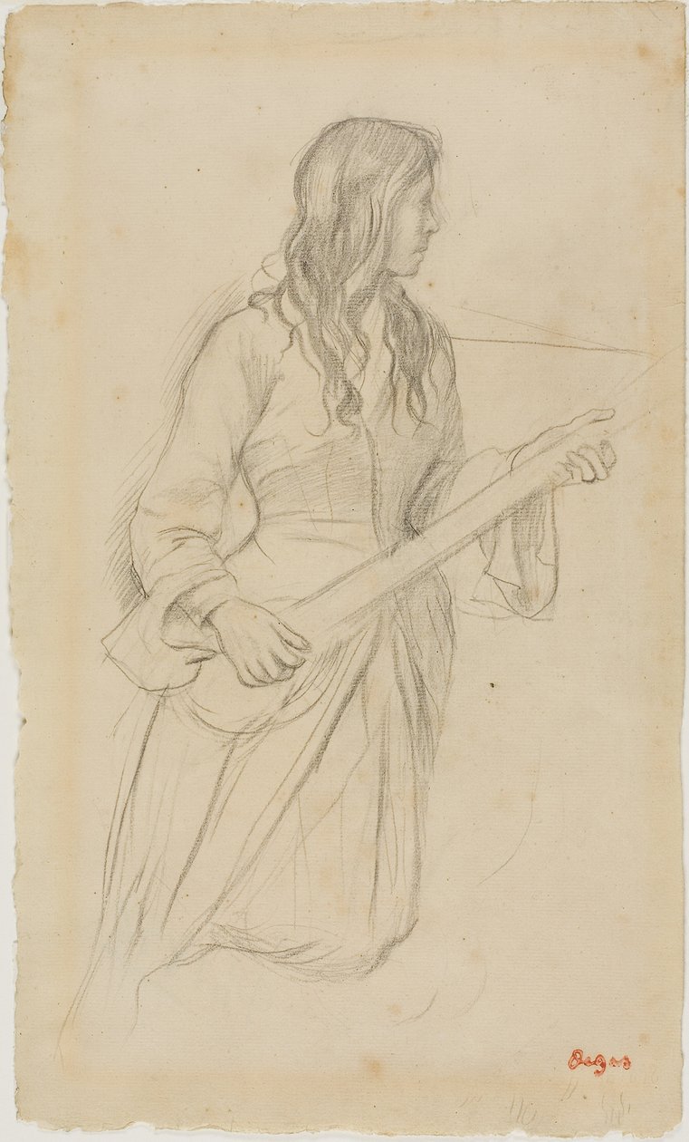 Young Woman Playing a Mandolin, Study for Portrait of Mlle. Fiocre in the Ballet 