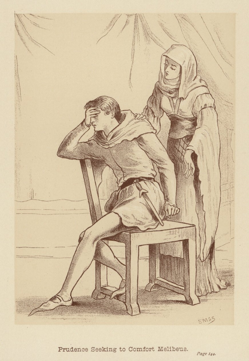 Prudence Seeking to Comfort Melibeus by Edith Scannell