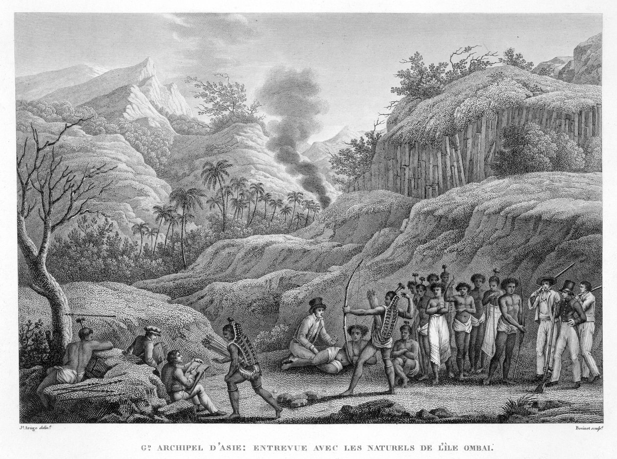 Great Asian Archipelago: French explorers with natives on the Island of Ombai by Edme Bovinet
