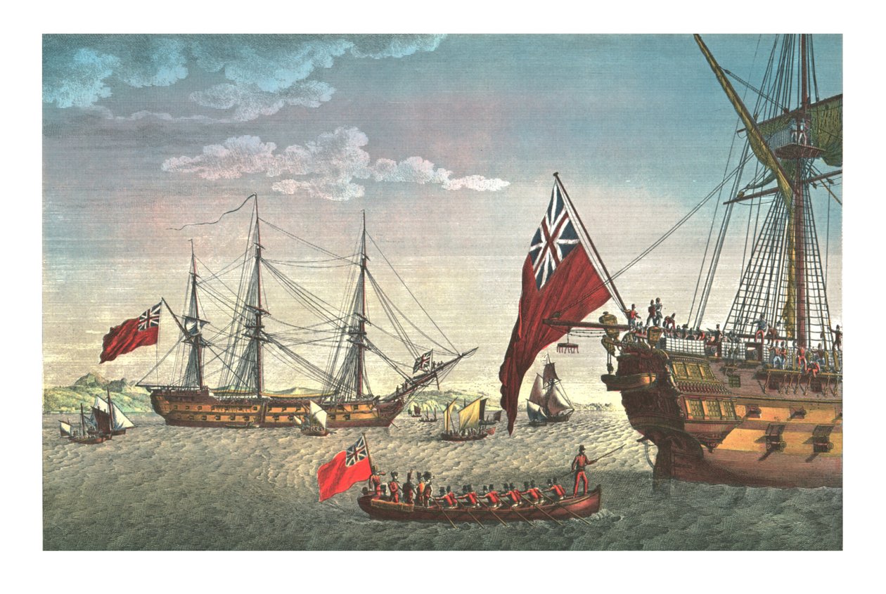 Napoleon goes aboard the Northumberland for his journey to St Helena, 8 August 1815, c1850 by Edme Bovinet