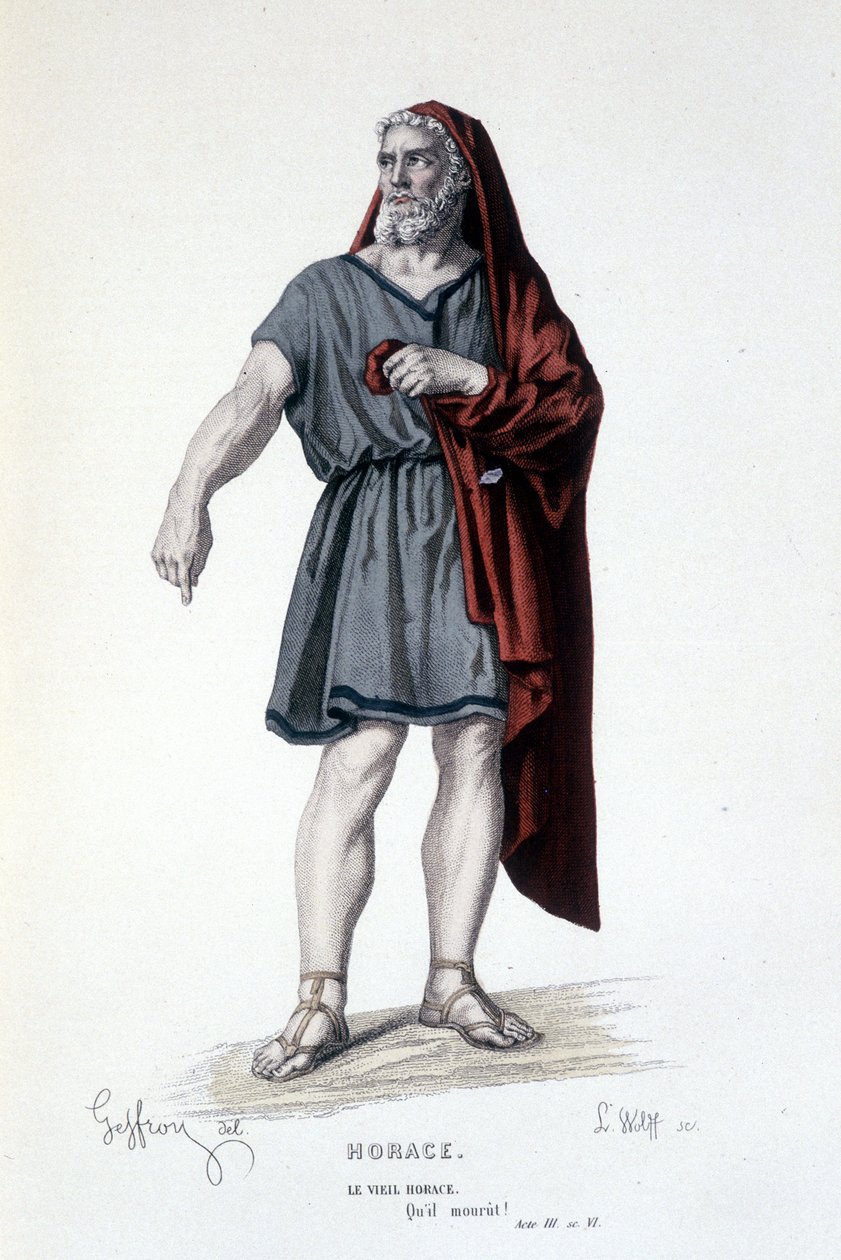 The character of the old Horace in the tragedy Horace - Full Theatre: (Collection of plays by Corneille) drawing by Geffroy, engraving by L. Wolff - ed. Laplace, Sanchez et Cie, Paris 1884 by Edmond Aime Florentin Geffroy
