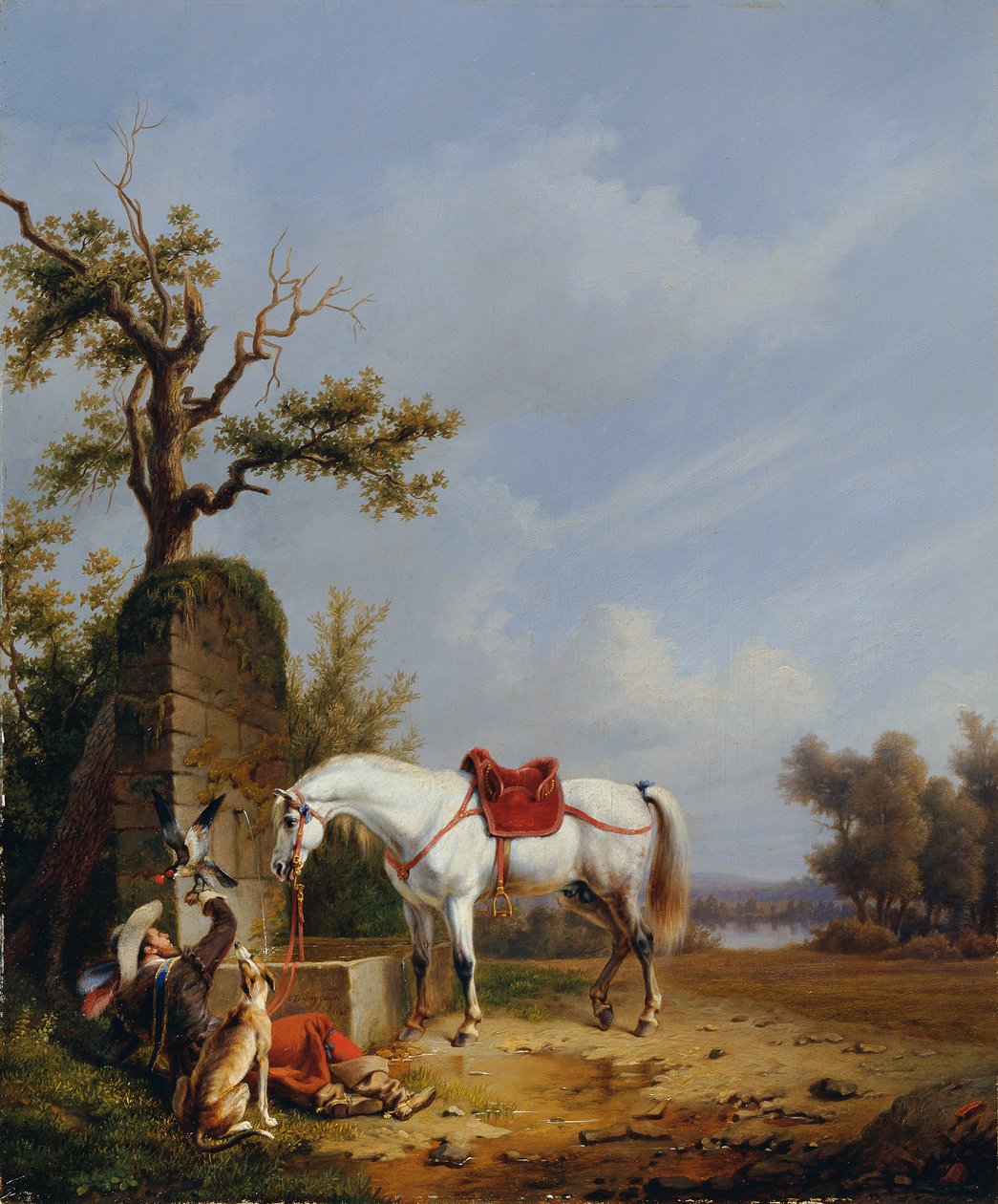 Riding With Horse by Edmond Jean Baptiste Tschaggeny