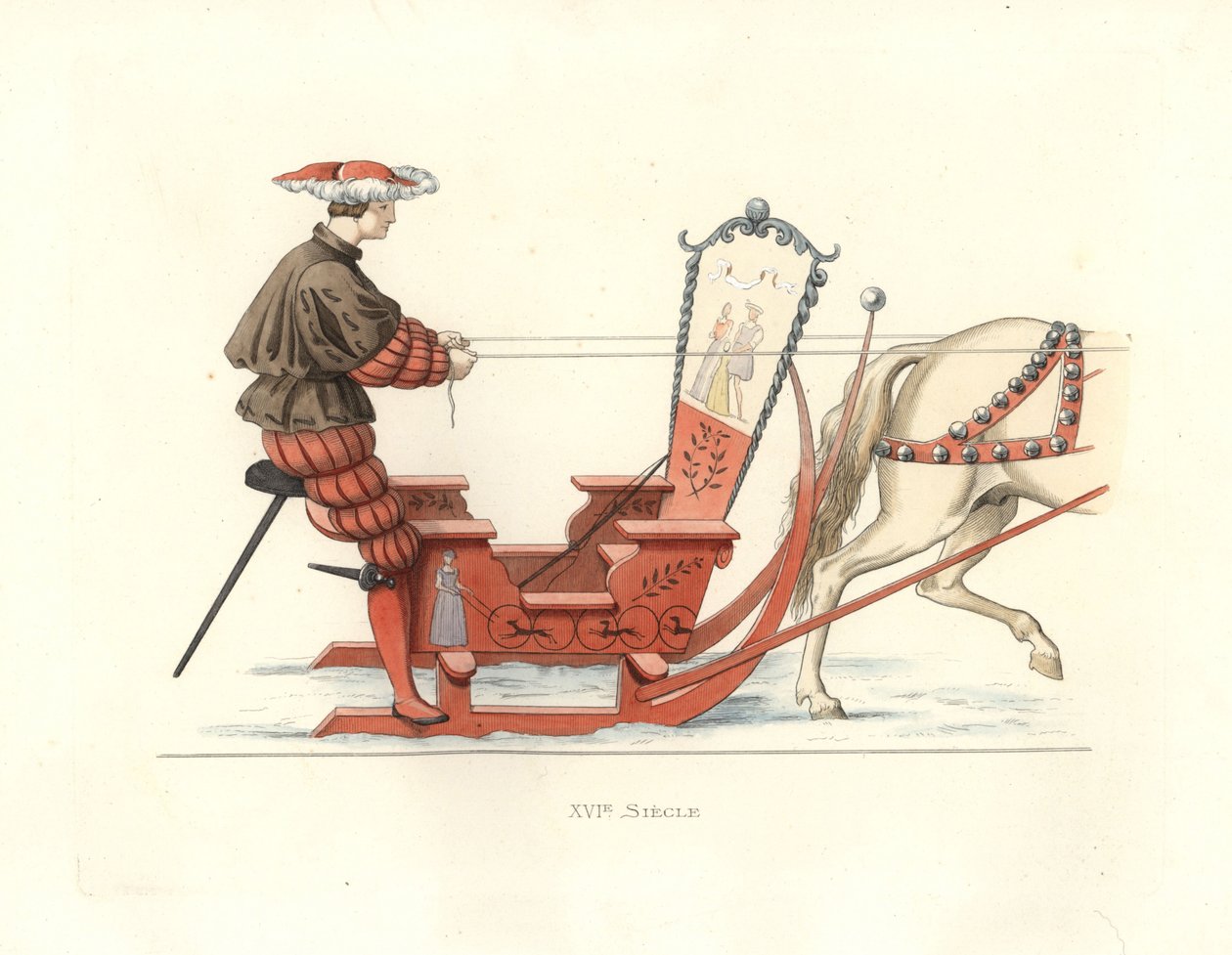 German Man Competing in a Sleigh Race by Edmond Lechevallier Chevignard