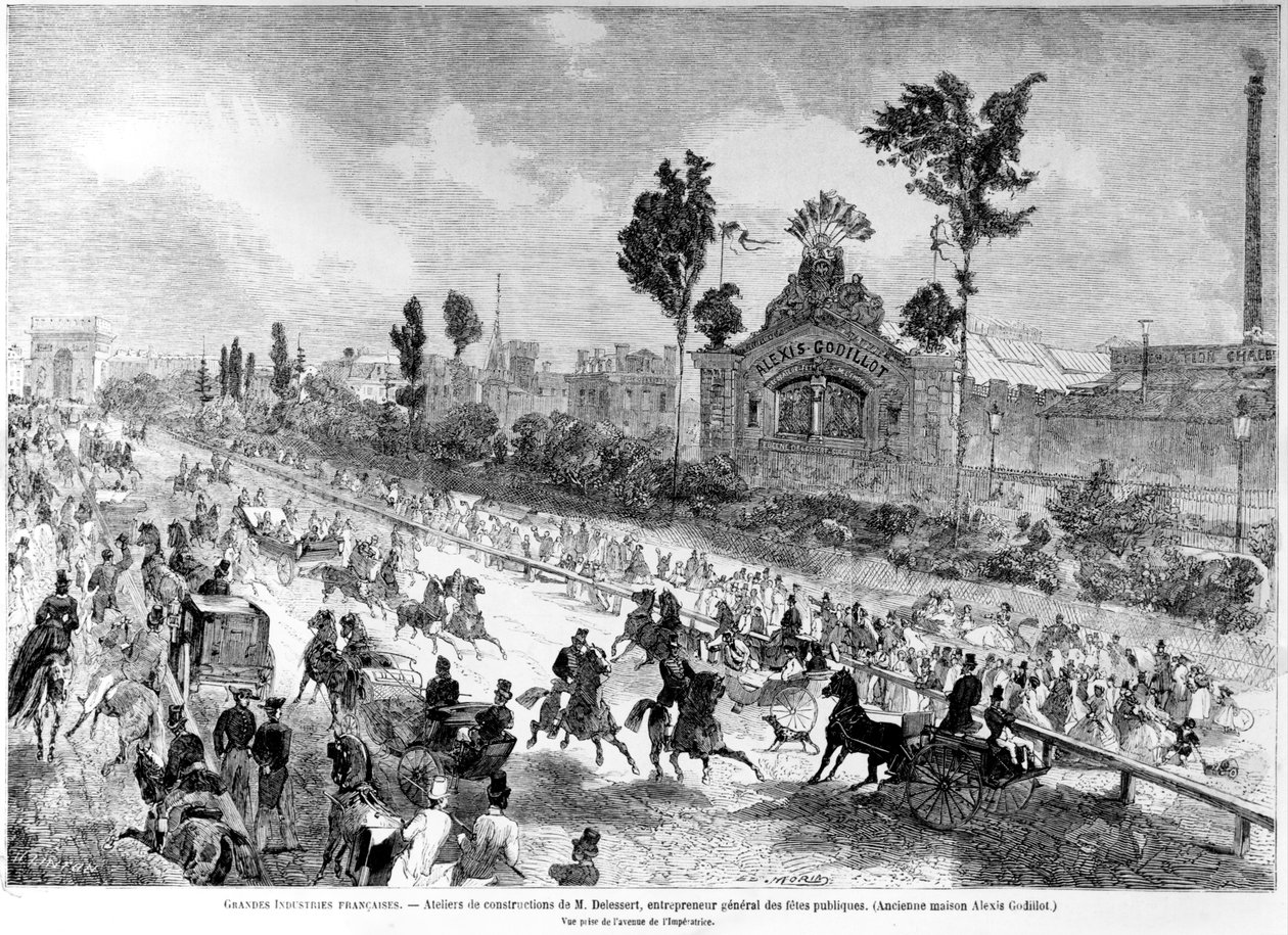 Workshops of Eugene Delessert, General Director of Public Celebrations, from Le Monde Illustre, August 1861 by Edmond Morin