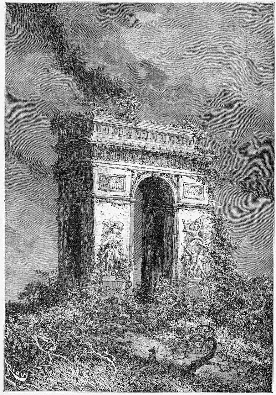 L'Arc de Triomphe as a ruin, 19th Century by Edouard Riou