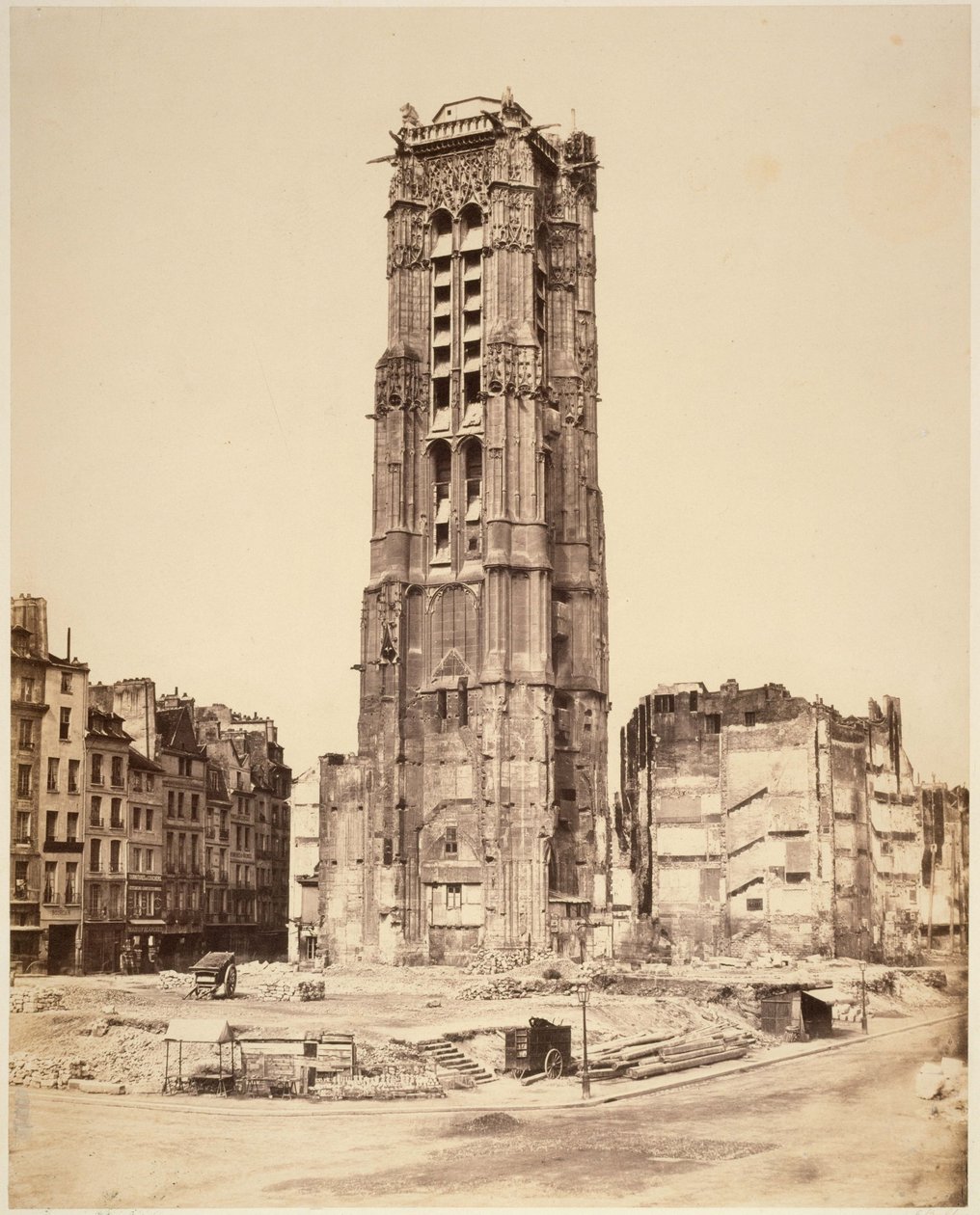 The Tower of Saint-Jacques, before restoration. 4th arrondissement, Paris. by Édouard Baldus
