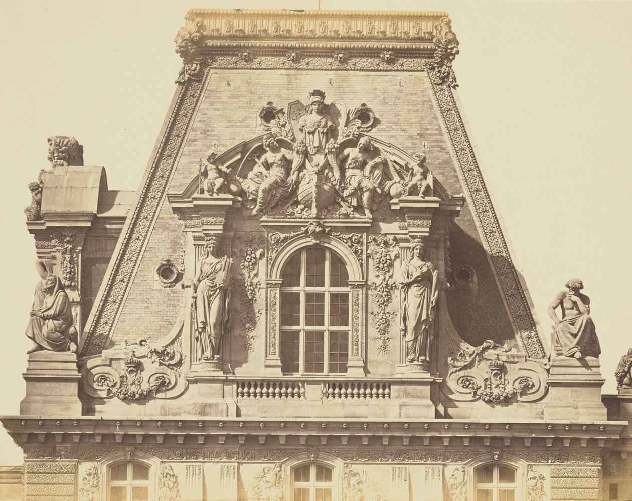 [The Roof of the Pavillon Turgot, Louvre, Paris] by Édouard Baldus