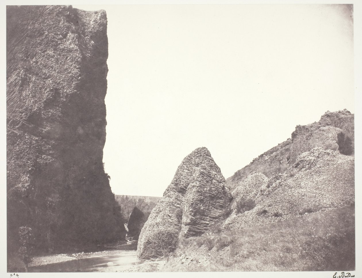 Stream Flowing Between a Cliff and Rocks by Edouard-Denis Baldus