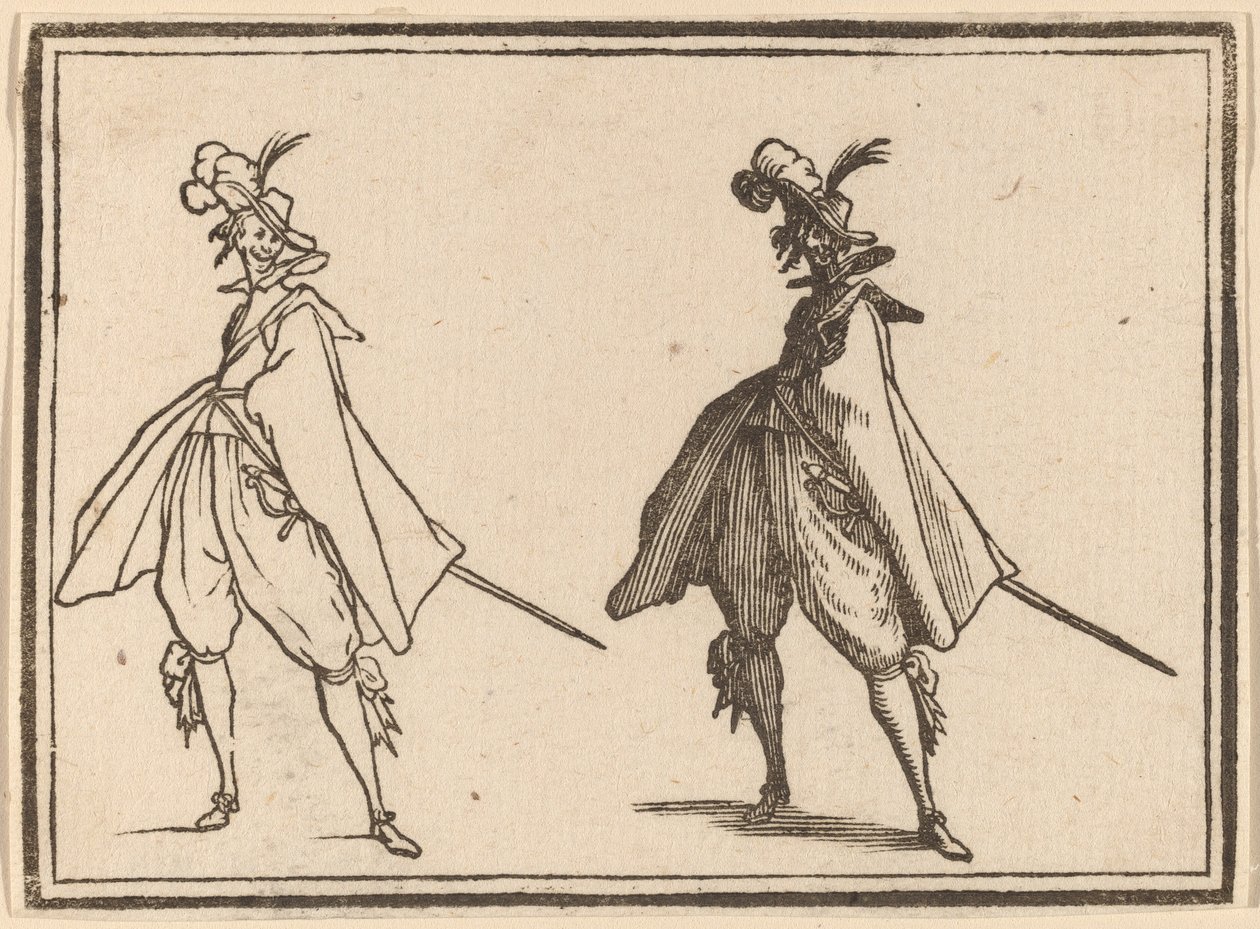Gentleman in a Large Mantle, Front View by Edouard Eckman after Jacques Callot