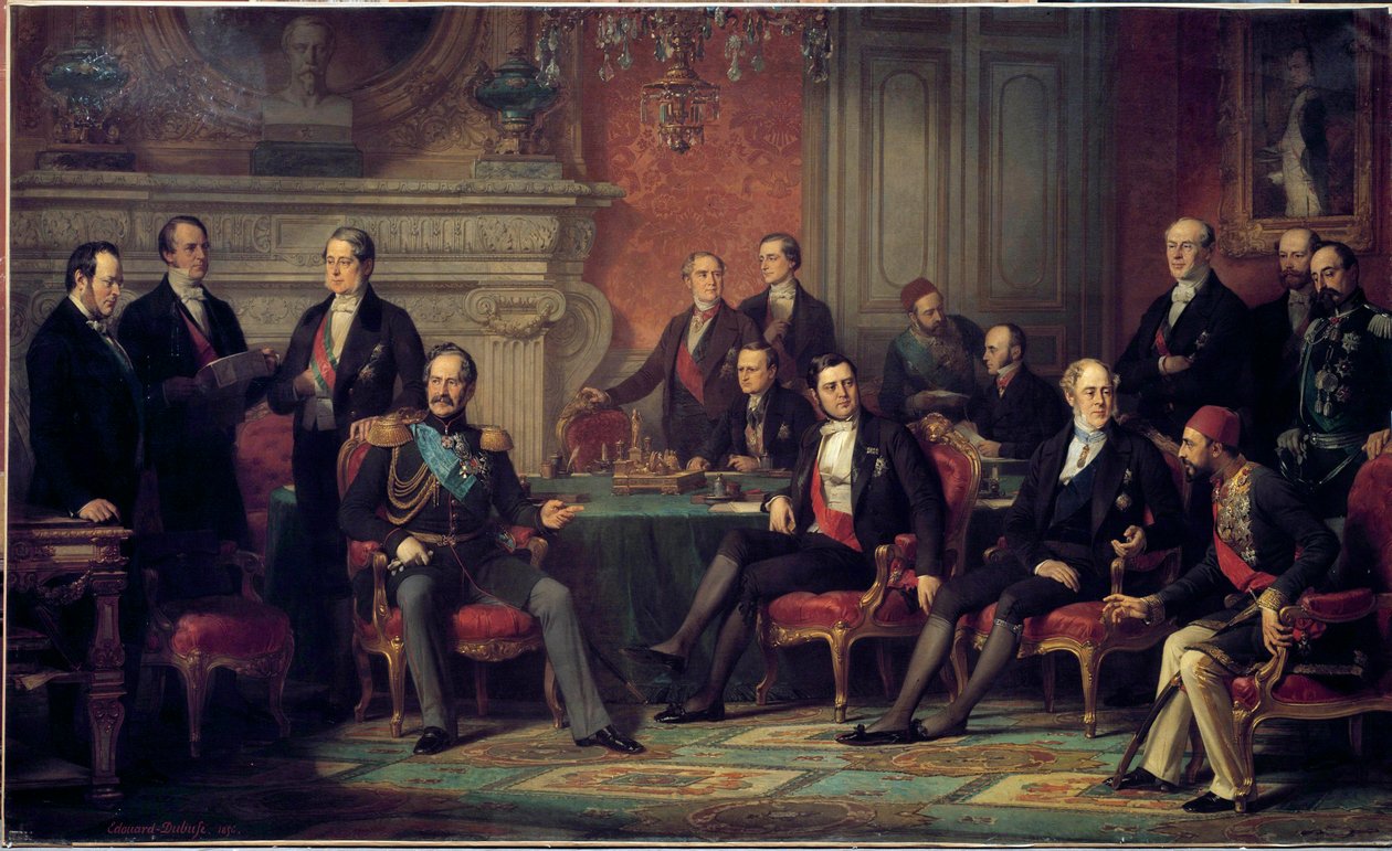 The Paris Congress from 25 February to 30 March 1856 met at the end of the Crimee War, by Napoleon III with the Foreign Ministers of the European States by Edouard Louis Dubufe