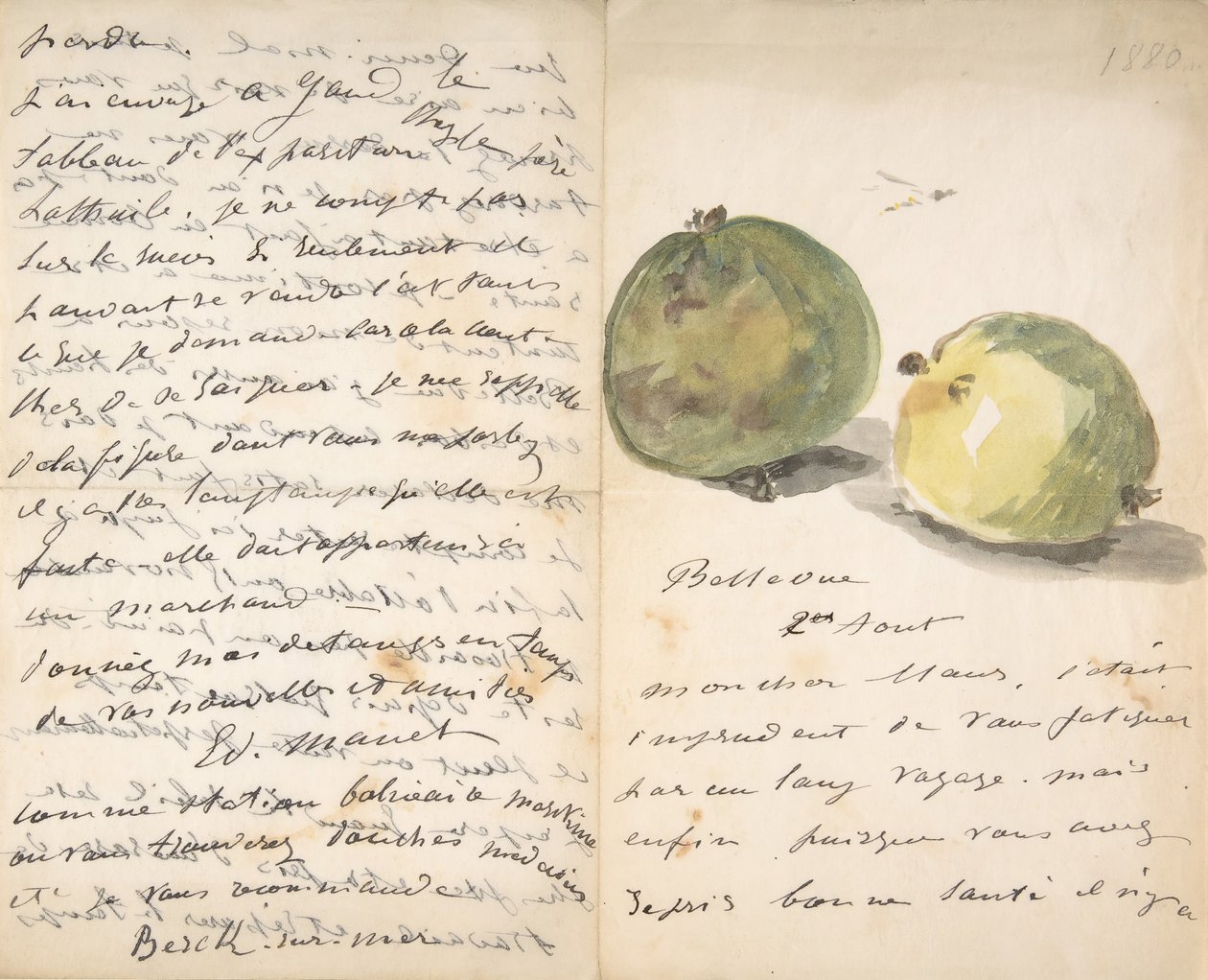 A Letter to Eugène Maus, Decorated with Two Apples by Édouard Manet