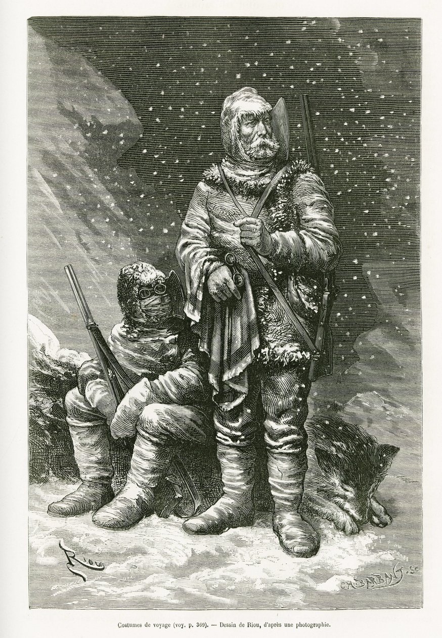 The travel suit of Lieutenant Payer and Lieutenant Weyprecht (engraving after a drawing by E. Ronjat, to illustrate the story 