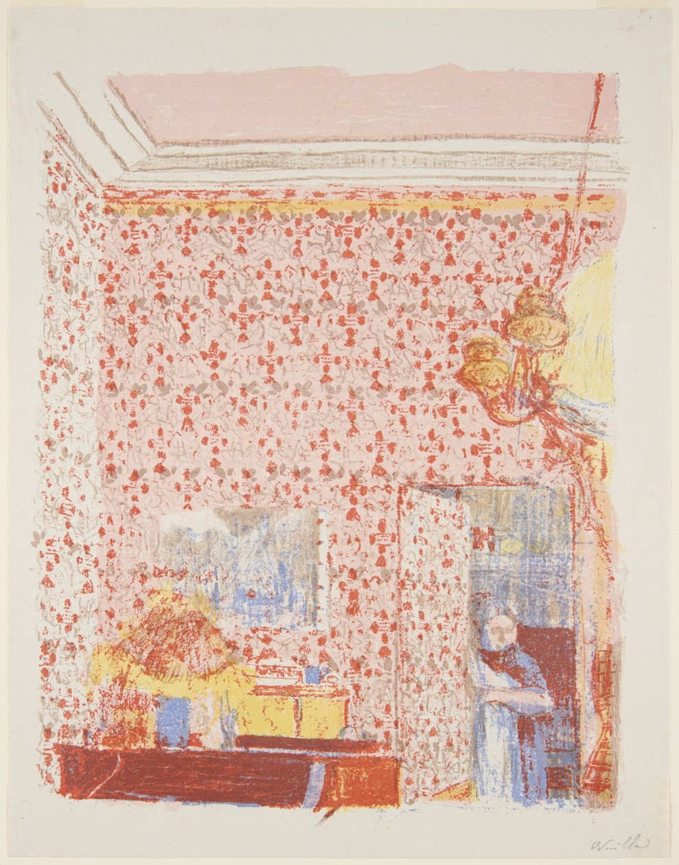 Landscapes and Interiors: Interior with Pink Wallpaper I by Edouard Vuillard