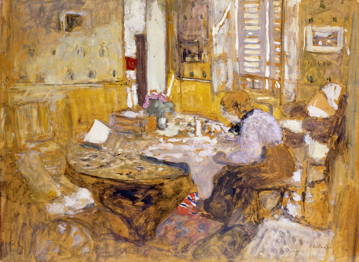 Madame Vuillard Reading in the Dining Room, rue Truffant, 1903 by Edouard Vuillard