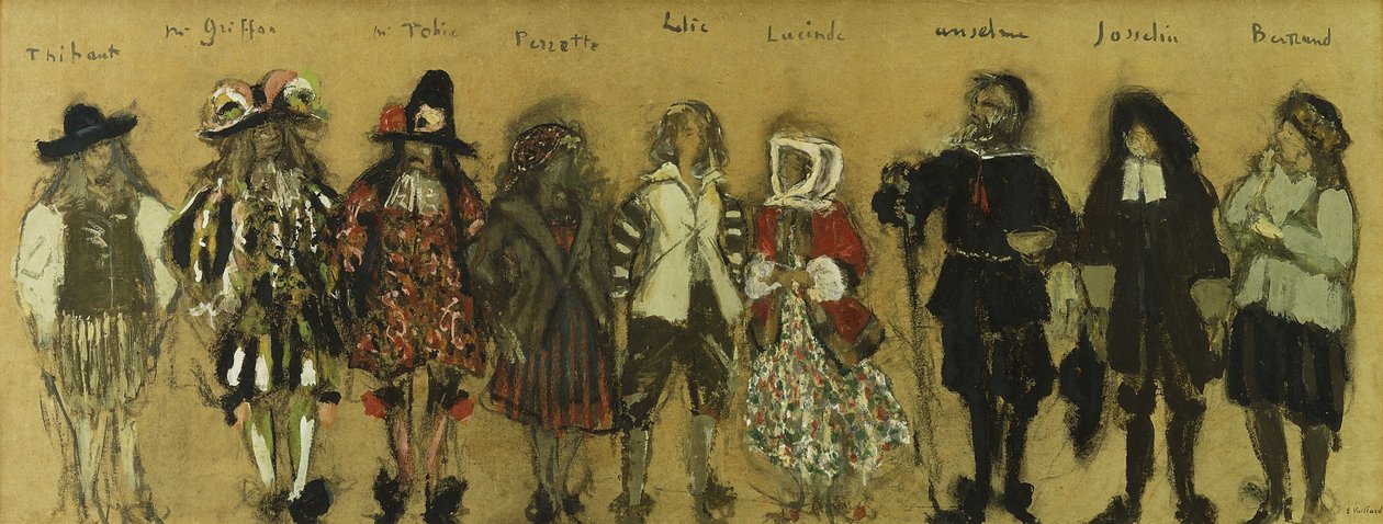 Study for costumes for nine actors in 