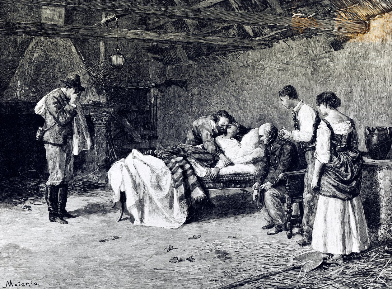 Death of Anita Garibaldi on farm of Marquis Guiccioli by Edouardo Matania