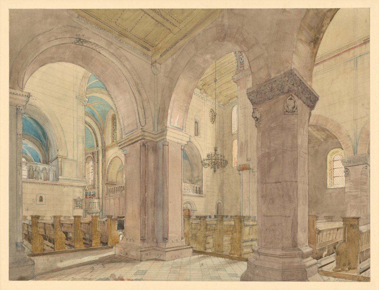 Interior of the Collegiate Church of St. Peter on the Petersberg near Halle an der Saale by Eduard Gaertner