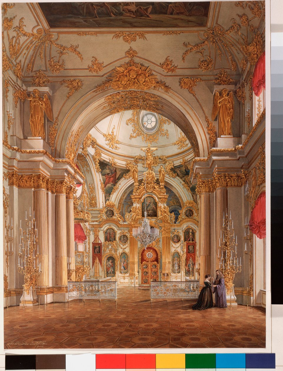 Interiors of the Winter Palace: The Cathedral in the Winter Palace by Eduard Hau