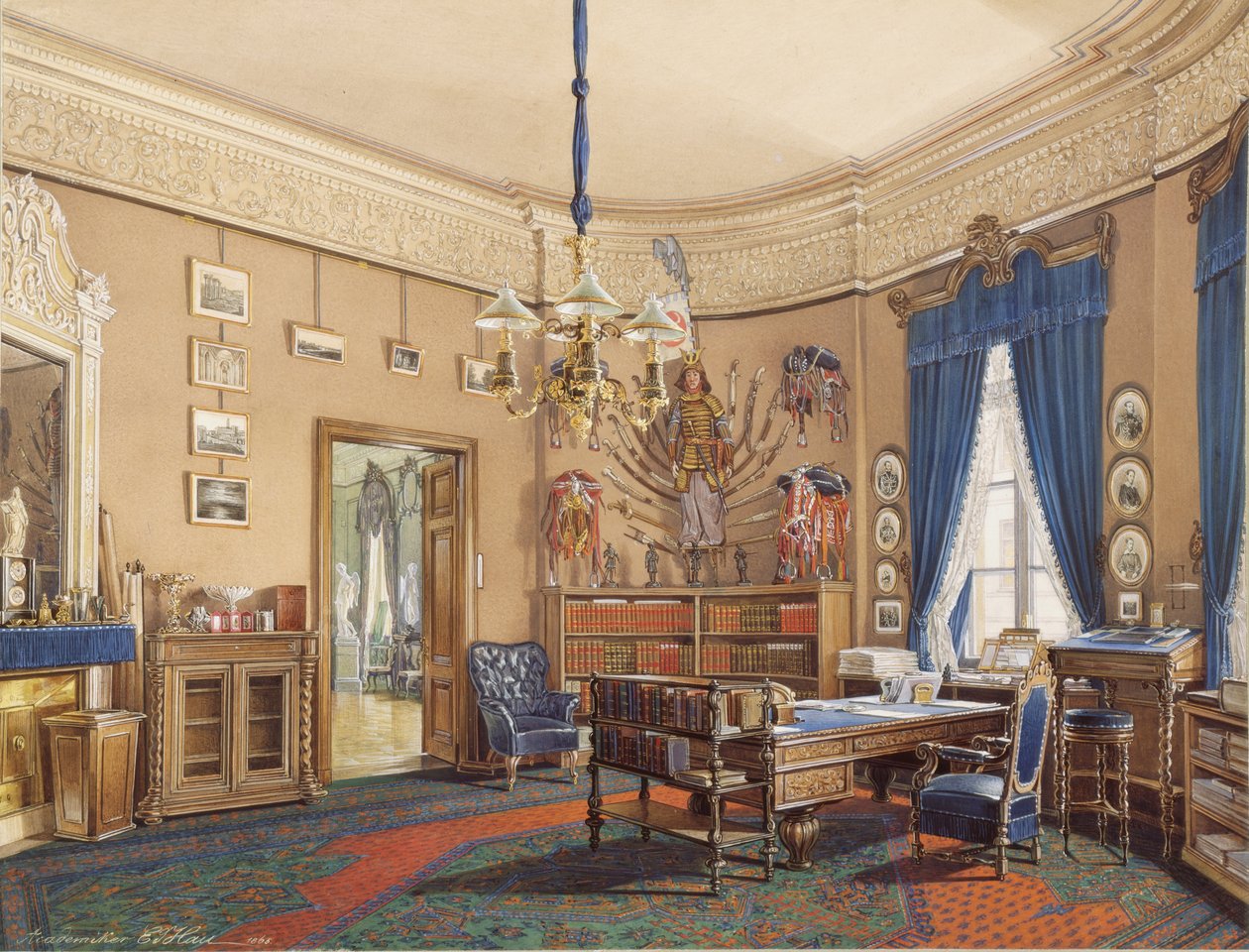 Interiors of the Winter Palace. The Study of Crown Prince Nikolay Aleksandrovich by Eduard Hau