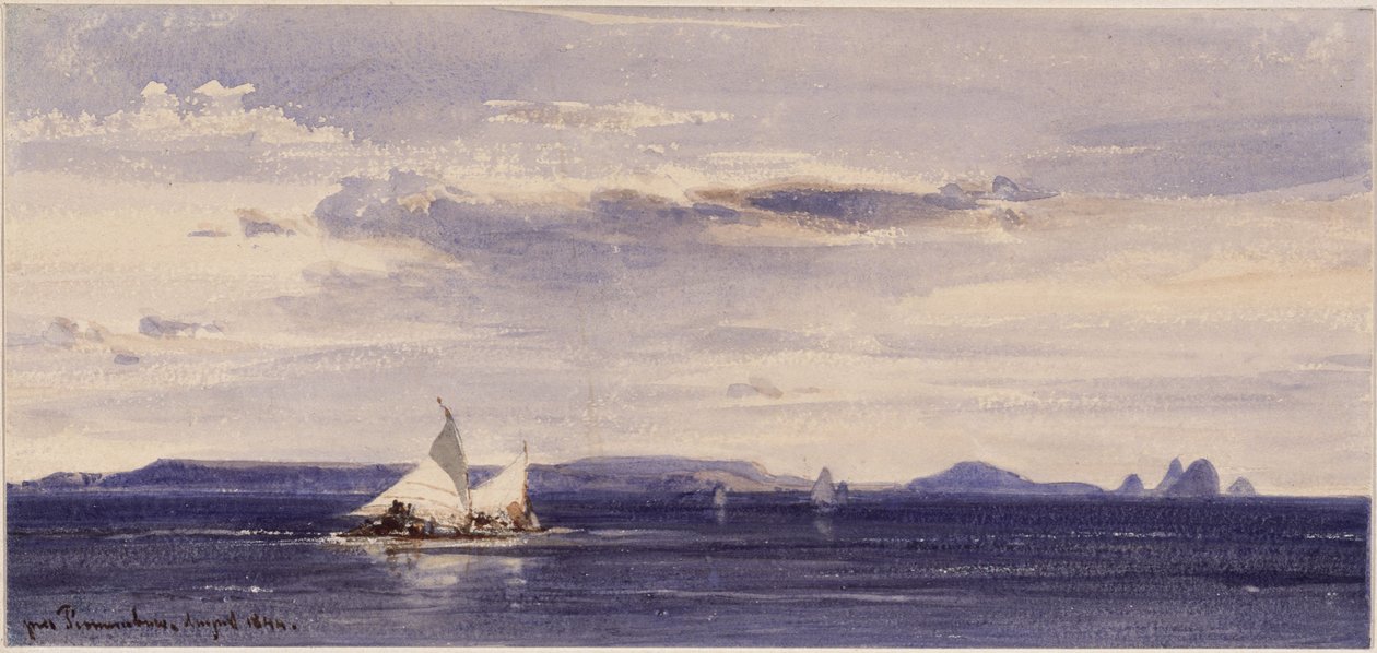 View from the Sea to the Coast at Pernambuco (Recife) by Eduard Hildebrandt
