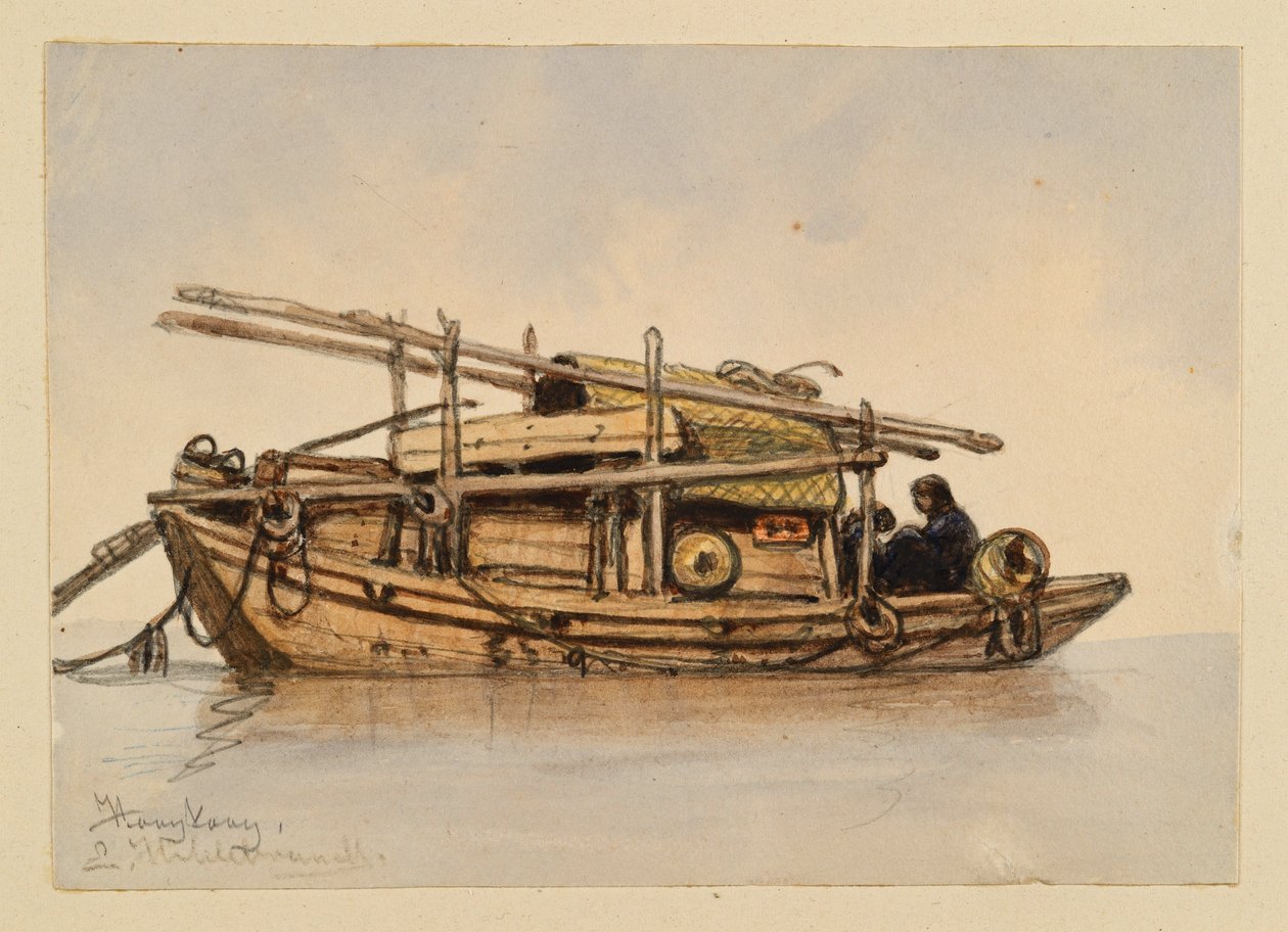 Boat from Hong Kong by Eduard Hildebrandt