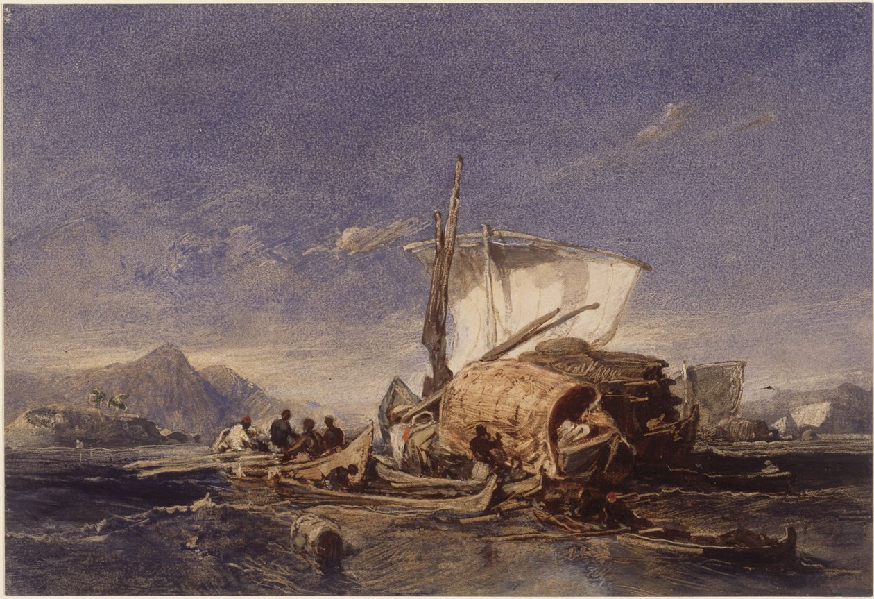 Boats with Africans in the Bay of Guanabara (Rio de Janeiro) by Eduard Hildebrandt