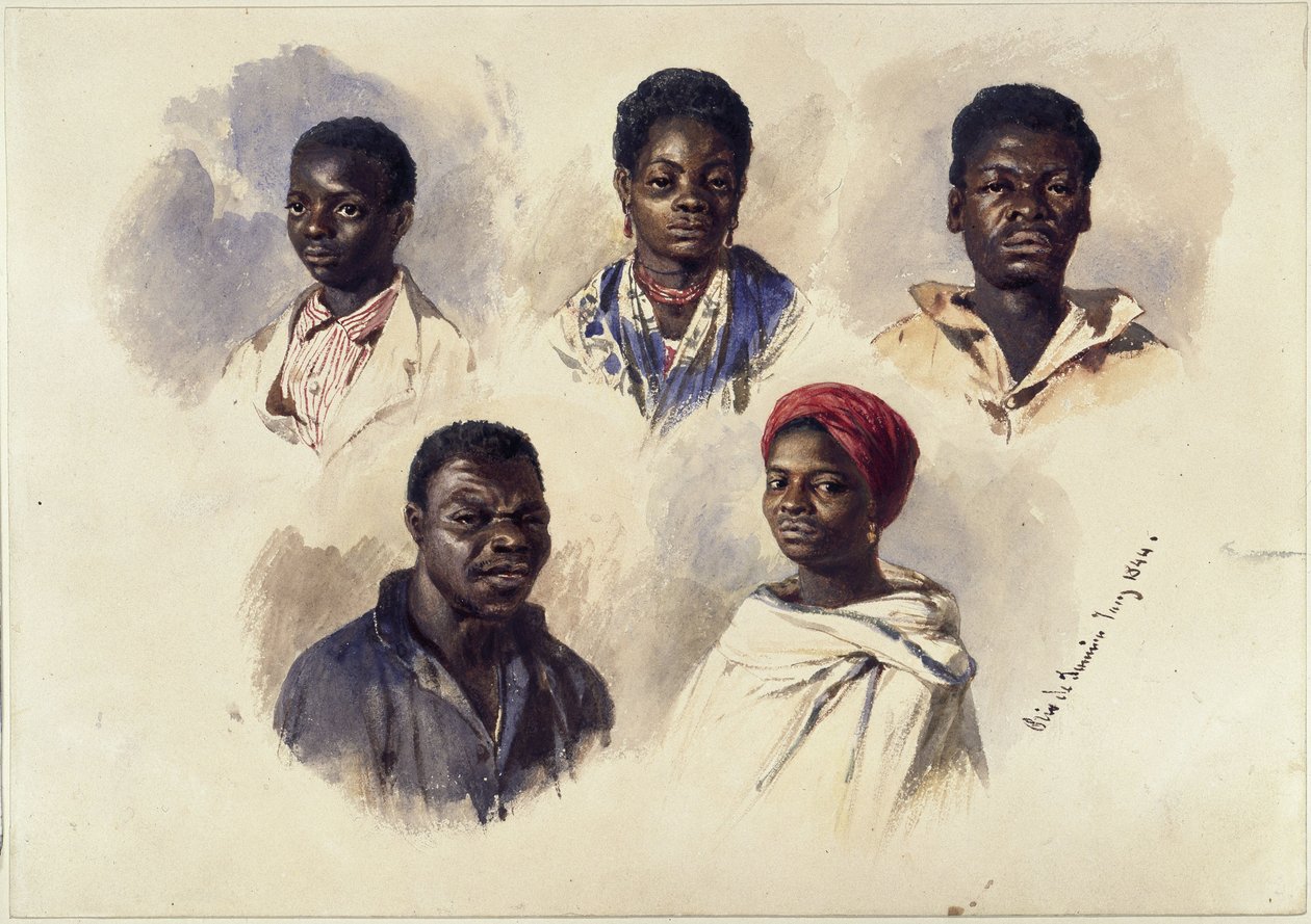 Five Portraits with Afro-Brazilians, Busts by Eduard Hildebrandt
