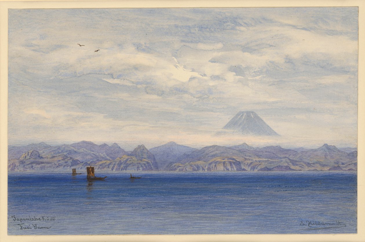 Japanese Coast with Mount Fuji by Eduard Hildebrandt