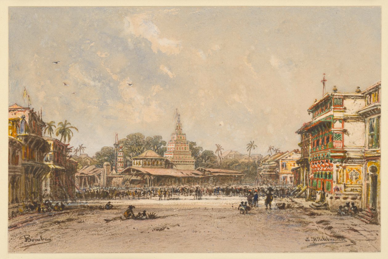 Street in Bombay by Eduard Hildebrandt