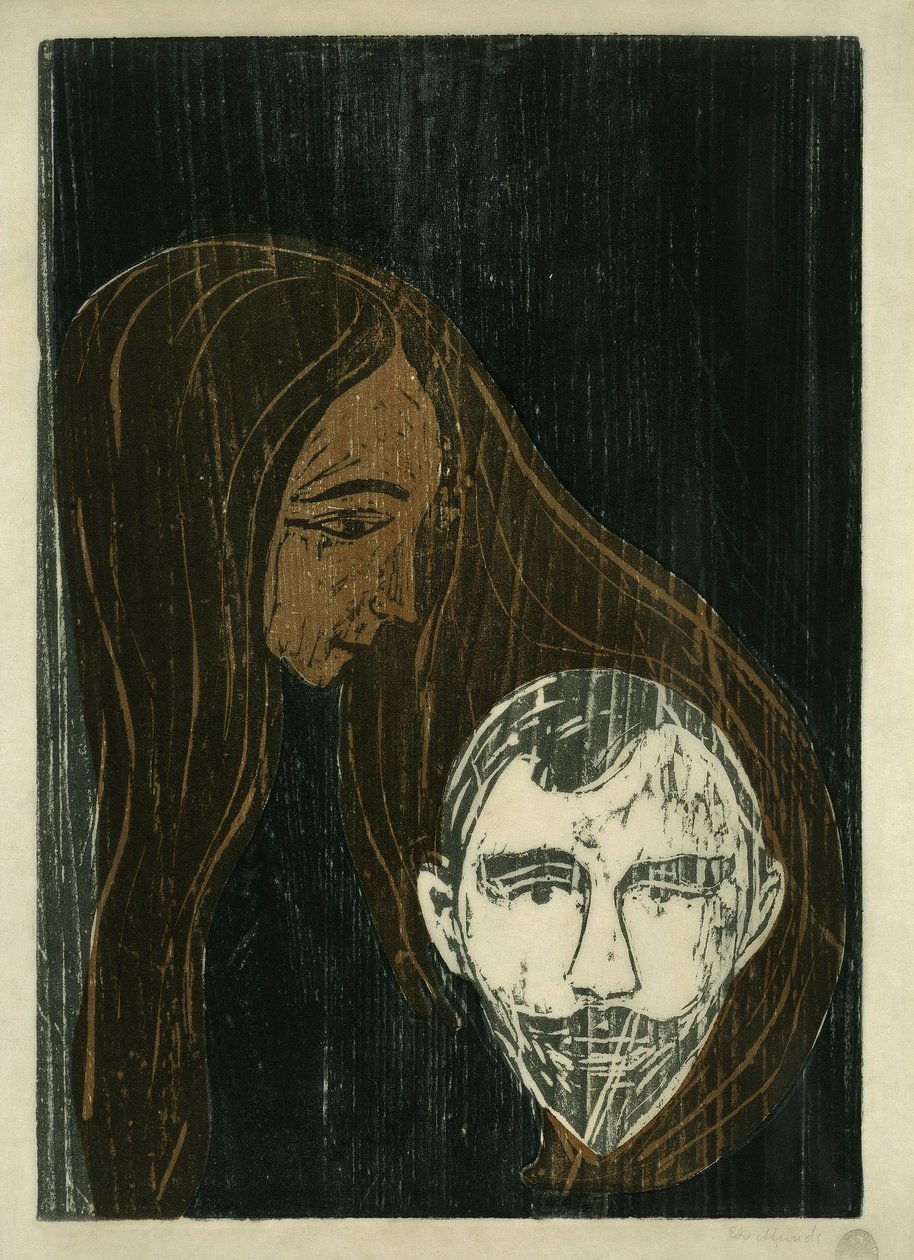 Male Head in Female Hair by Edvard Munch