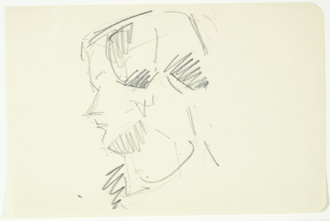 Portrait study of the painter Ellen Olrik, profile to the left by Edvard Weie