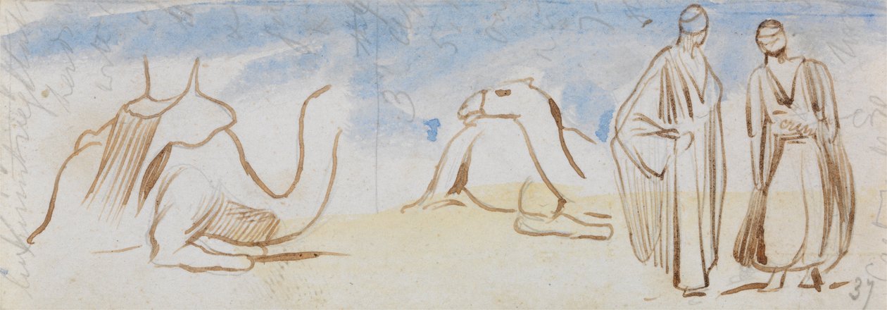 Studies of Camels and Egyptian Men by Edward Lear