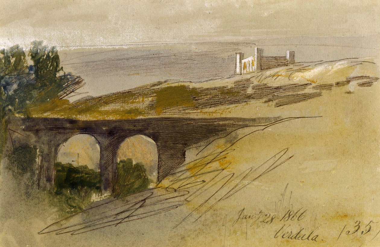 Verdala, Malta, 1866 by Edward Lear