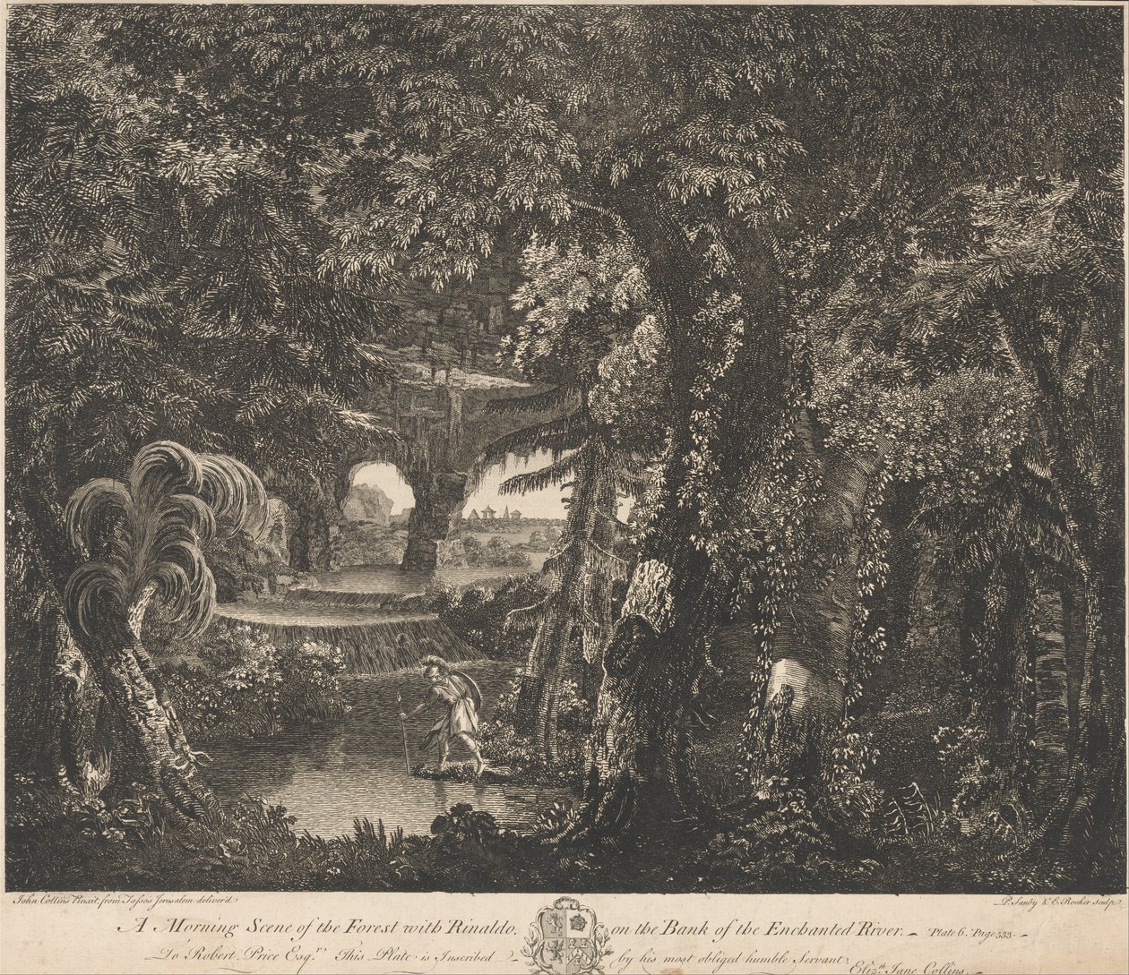 A Morning Scene of the Forest with Rinaldo on the Bank of the Enchanted River by Edward Rooker