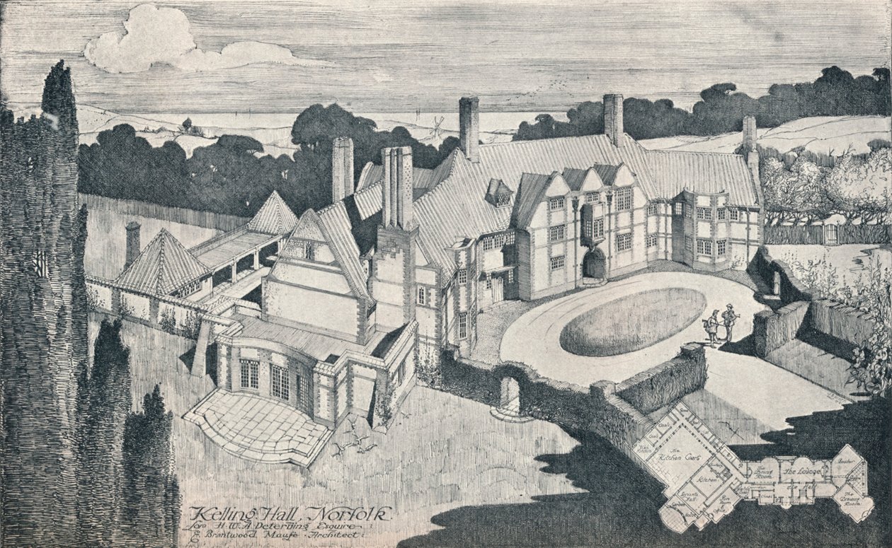 Kelling Hall, Norfolk. E Brantwood Maufe, A.R.I.B.A., Architect, c1912
